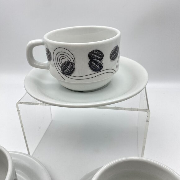 Art Deco inspired espresso cup and saucer set of 4 Flapper demitasse Brazil - Picture 3 of 10
